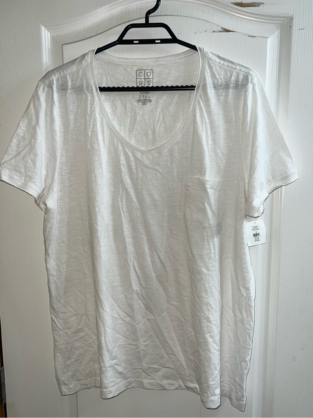 3/$30- Brand New White V-Neck Pocket Tee